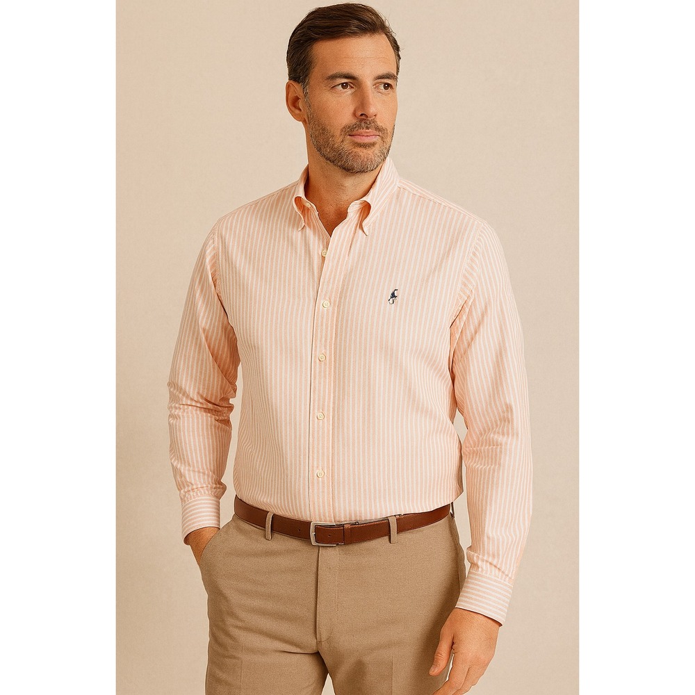 RALPH LAUREN XXL Pink White Striped Classic Fit Dress Shirt Preppy Y2K Style
